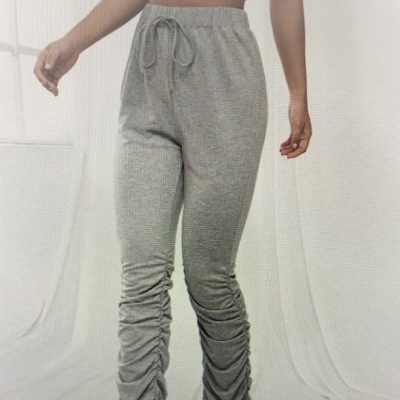 Tie Front Ruched Hem Sweatpants - Picture 4 of 4